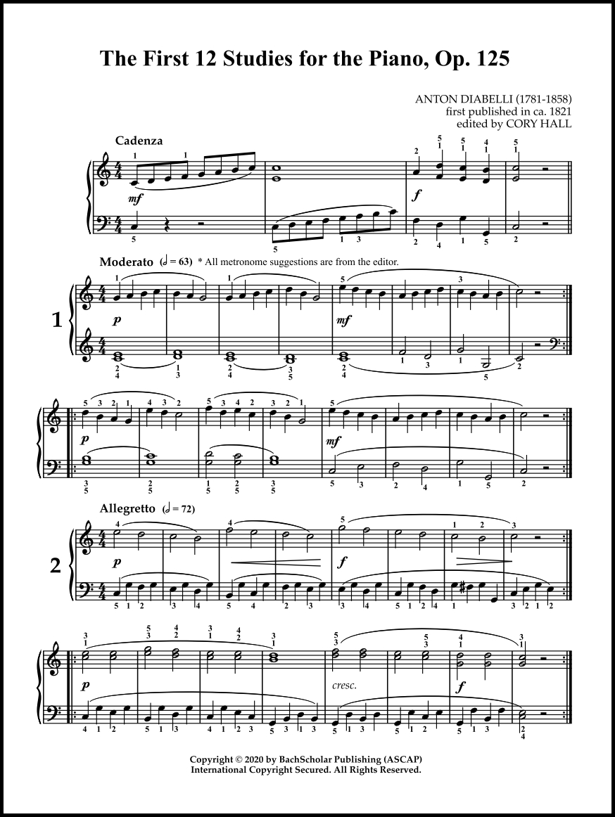 The First 12 Studies for the Piano, Op. 125 (BachScholar Editions Volume 68)