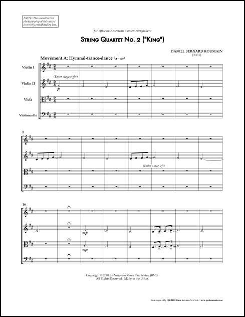 String Quartet No. 2: King (score)