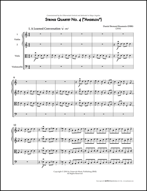 String Quartet No. 4: Angelou (score) - Click Image to Close