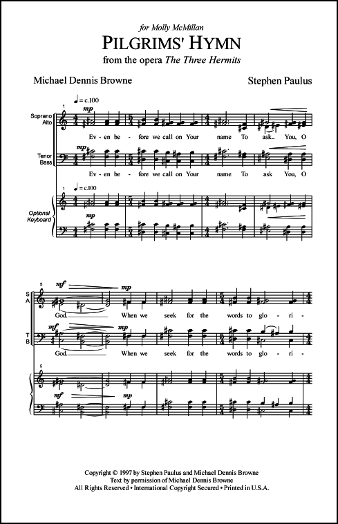 Pilgrims' Hymn (8 part version) for SSAATTBB Chorus, a cappella