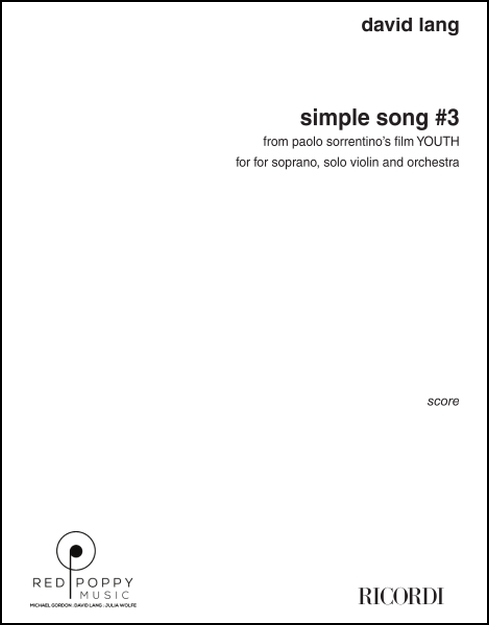 simple song #3 (study score) for Soprano, Solo Violin, Orchestra