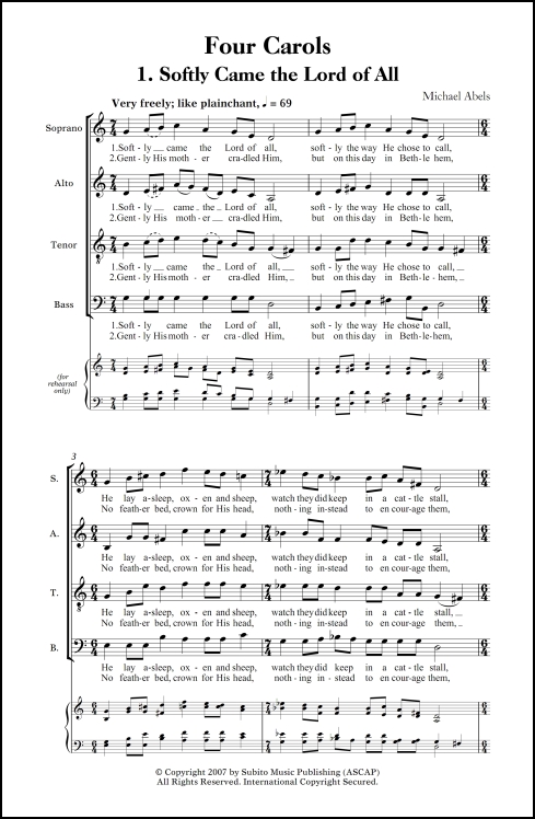 Four Carols for SATB chorus, a cappella - Click Image to Close