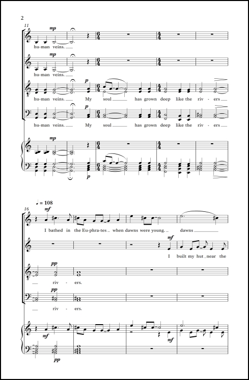 Four River Songs 2. The Negro Speaks of Rivers for SATB chorus, a cappella - Click Image to Close