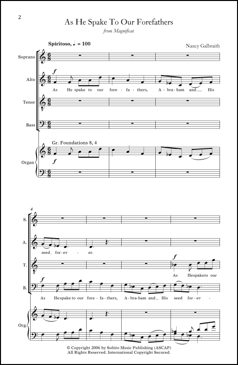 As He Spake to our Forefathers (from Magnificat ) for SATB chorus (divisi) & organ (or strings & organ) - Click Image to Close