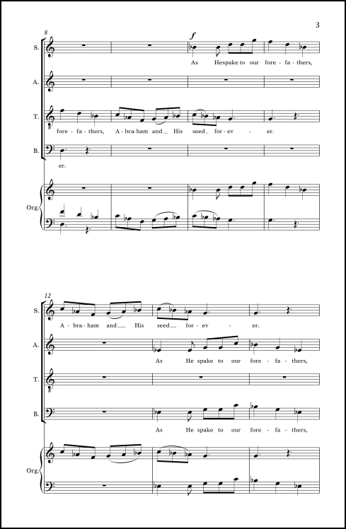 As He Spake to our Forefathers (from Magnificat ) for SATB chorus (divisi) & organ (or strings & organ)