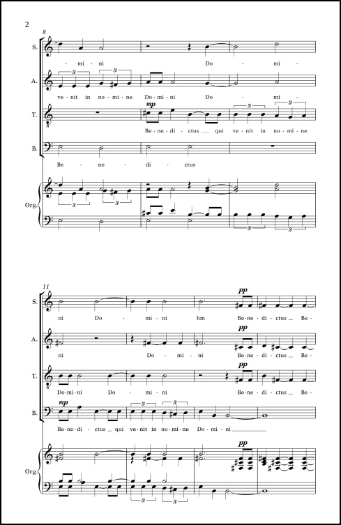 Benedictus (adapted from Benedictus from Missa Mysteriorum ) for SATB chorus & organ