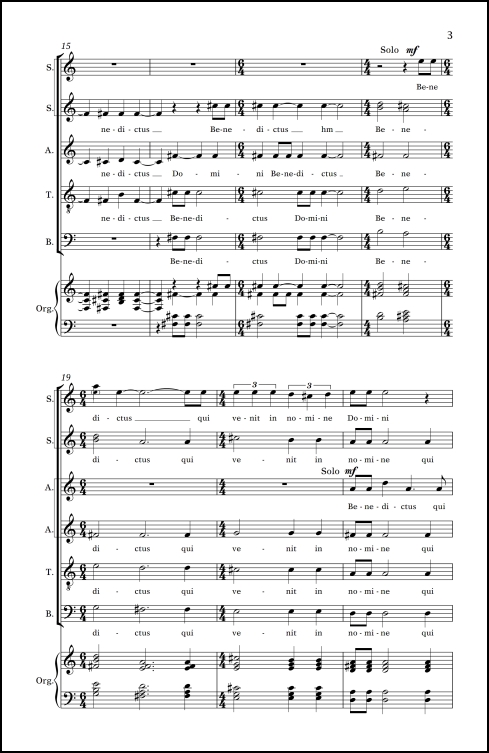 Benedictus (adapted from Benedictus from Missa Mysteriorum ) for SATB chorus & organ
