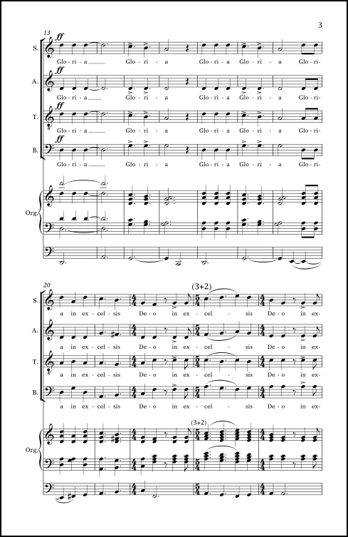 Gloria (based on Gloria from Missa Mysteriorum ) for SATB chorus & organ