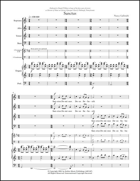 Sanctus for SATB chorus & organ (opt. brass)