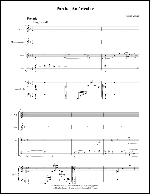 Partite Américaine for soprano, mezzo-soprano, violin, cello & harpsichord