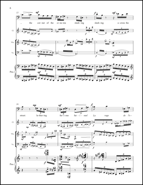 Five Movements for My Father for baritone, clarinet, violin, cello & piano