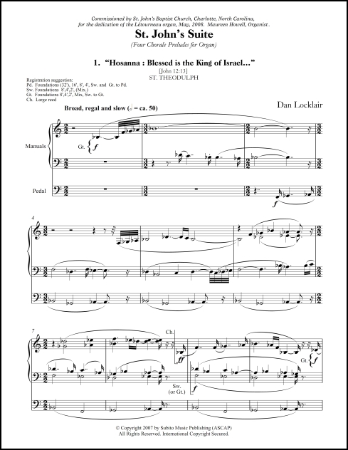 St. John's Suite four chorale preludes for organ - Click Image to Close