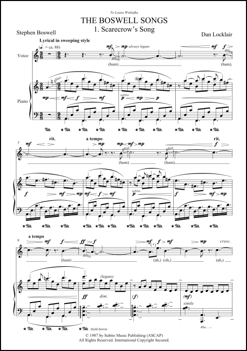 Boswell Songs, The song cycle for high voice & piano - Click Image to Close