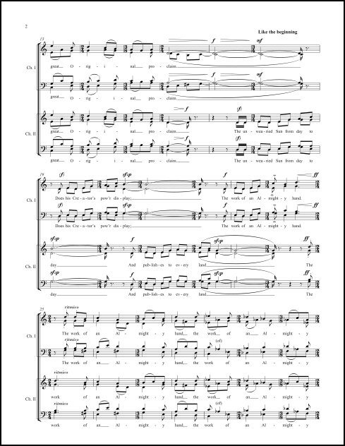 Spacious Firmament, The for SATB double chorus, a cappella