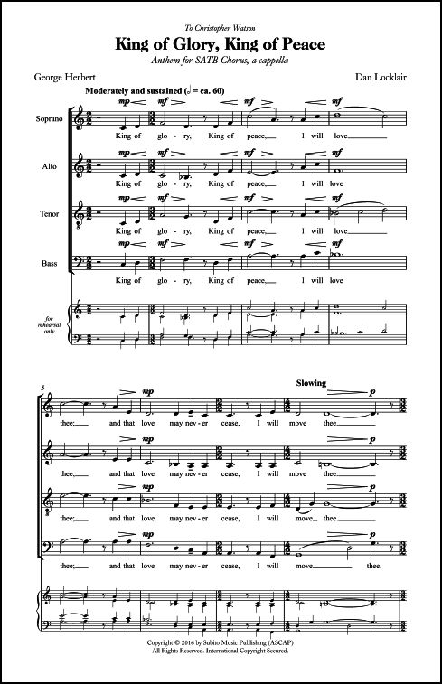 King of Glory, King of Peace for SATB Chorus, a cappella