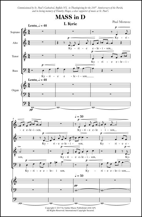 MASS in D for SATB Chorus & Organ