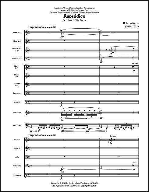 Rapsódico (reduction) for Violin & Orchestra