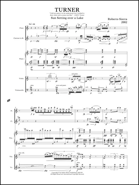 Turner for flute, clarinet, violin, cello, piano - Click Image to Close