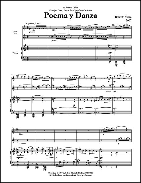 Poema y Danza for 2 Oboes & Strings (Piano reduction)