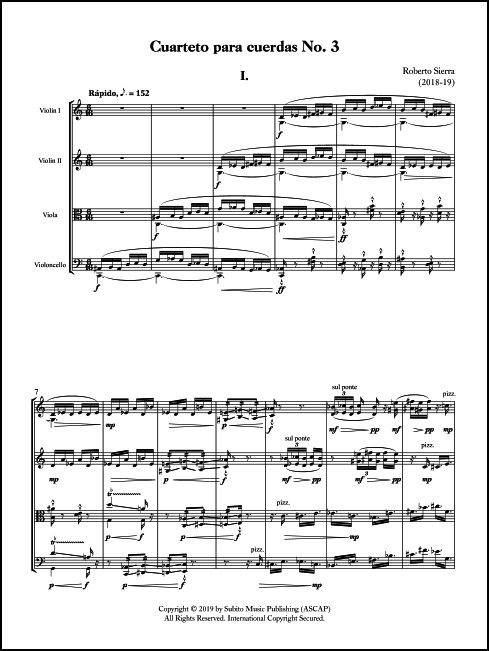 Cuarteto para Cuerdas No. 3 (String Quartet No. 3) for String Quartet