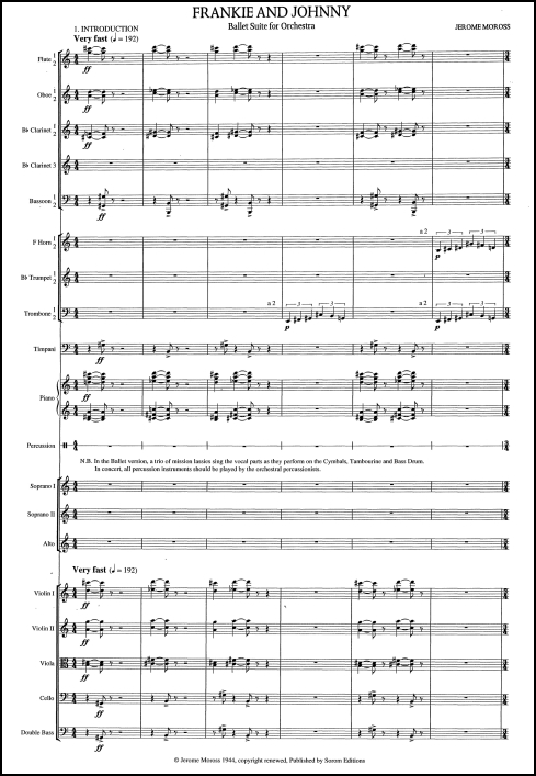 Frankie & Johnny (vocal score) for Orchestra (& SSA voices)