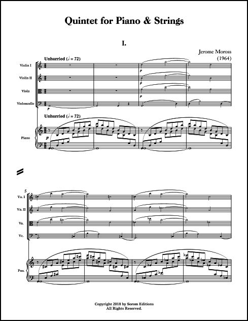 Quintet for Piano & Strings for Piano & String Quartet