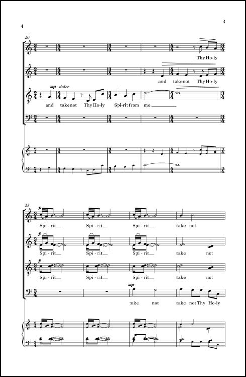 Four Sacred Motets: 1. A Clean Heart for SATB chorus, a cappella