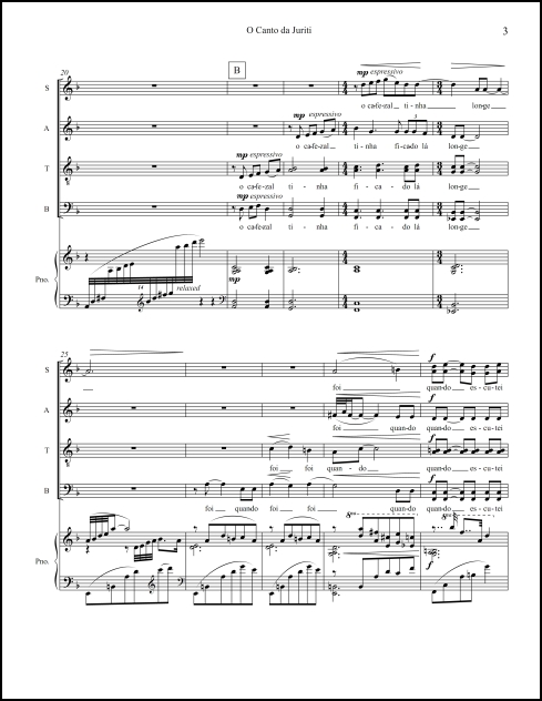 O Canto da Juriti for SATB chorus & piano