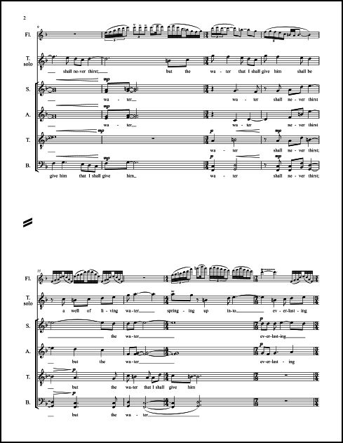 Beyond Living Waters for Tenor Voice, SATB Chorus (divisi), Flute & Piano