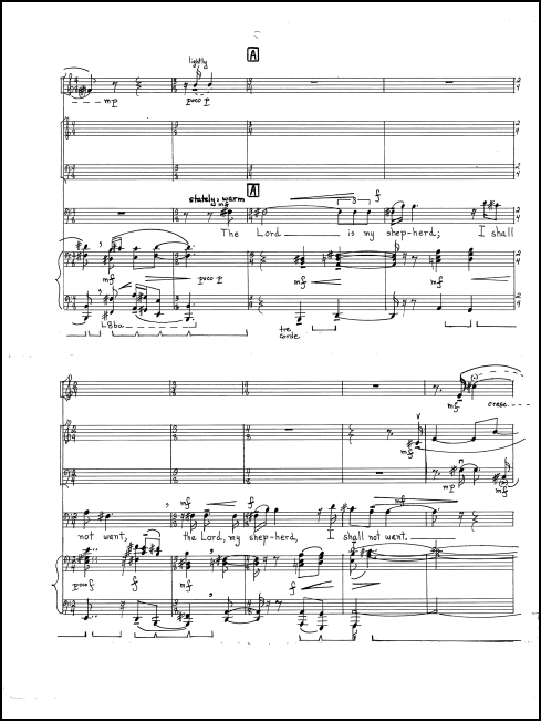Psalm 23 for baritone (or mezzo), flute, violin, cello & piano