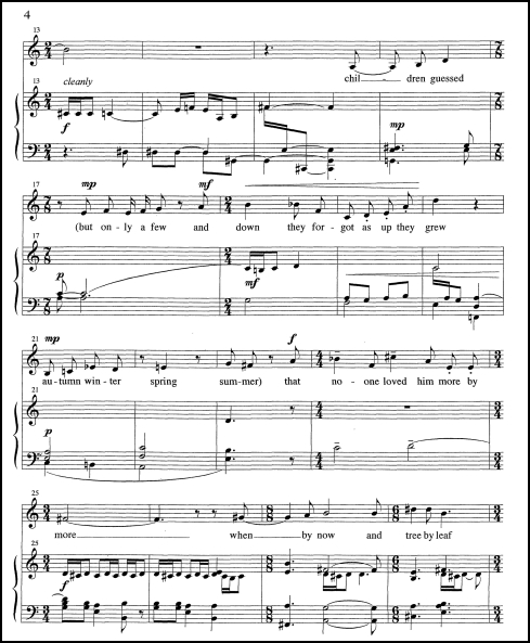 Four Songs ( Cummings Songs) for mezzo soprano & piano