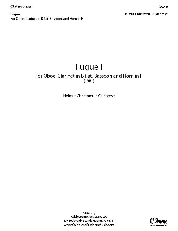 Fugue 1 for Oboe, Clarinet in B Flat, Bassoon, Horn in F