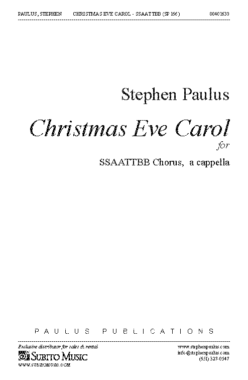 Christmas Eve Carol for SATB Chorus, a cappella