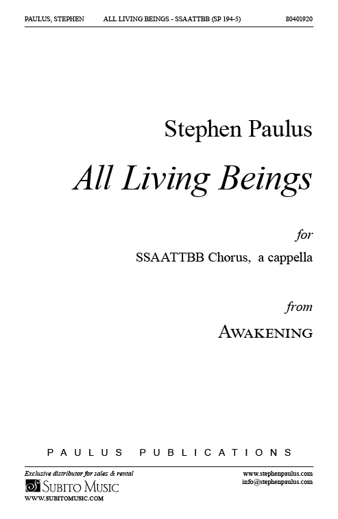 All Living Beings (from AWAKENING) for SSAATTBB Chorus, a cappella