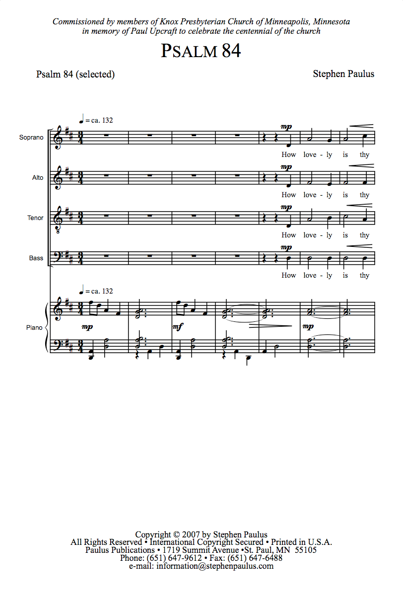 Psalm 84 for SATB Chorus & Piano