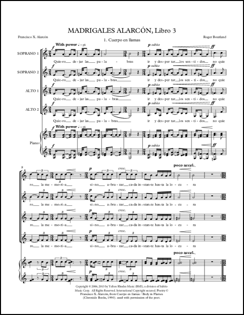 Alarcón Madrigals, Book 3 for SSAA & piano - Click Image to Close