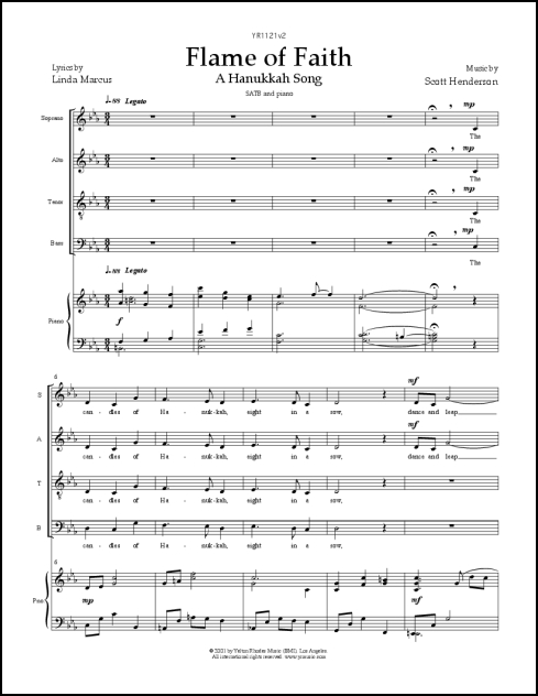 Flame of Faith (A Hanukkah Song) for SATB & piano
