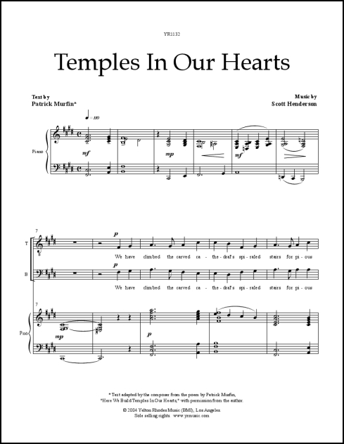 Temples in Our Hearts for SATB & piano
