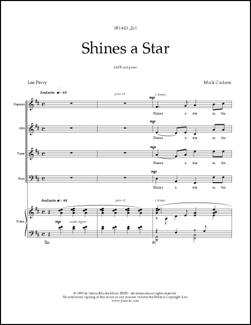 Shines a Star for SATB or unison voices & keyboard