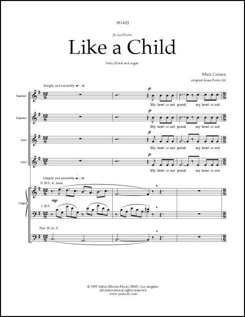 Like a Child for Soprano solo, SSA & organ