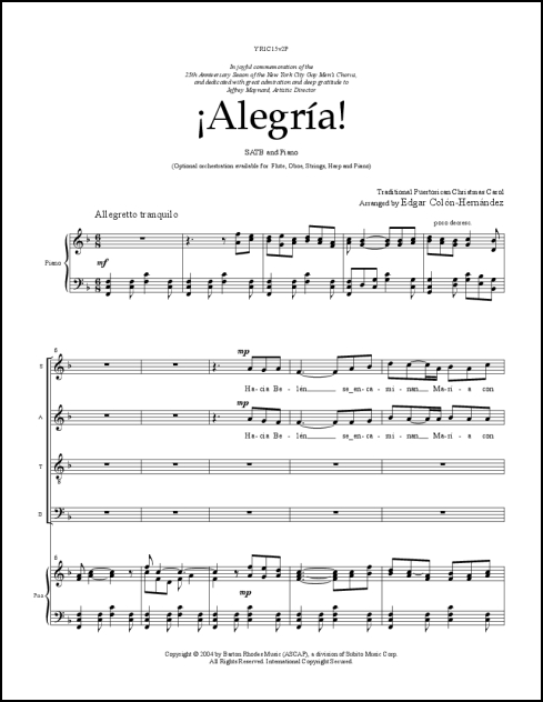 Alegria for SATB & piano