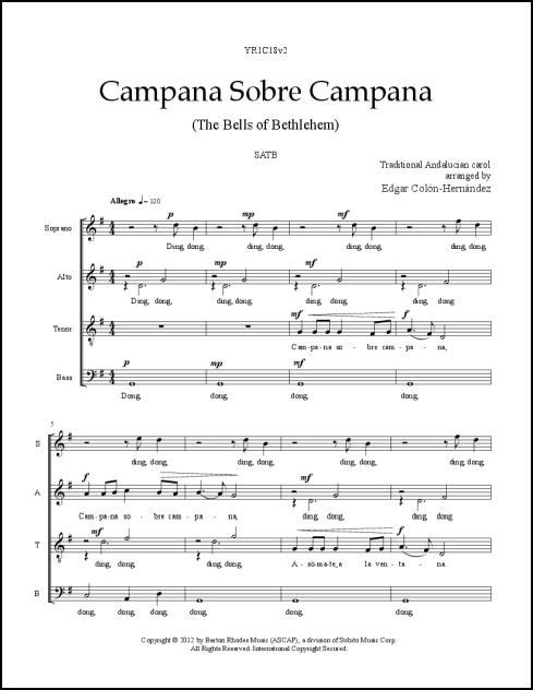 Campana Sobre Campana for SATB, a cappella - Click Image to Close