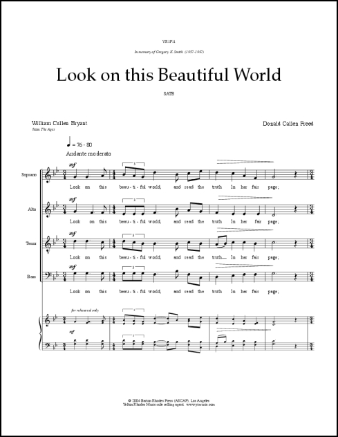 Look On This Beautiful World for SATB - Click Image to Close