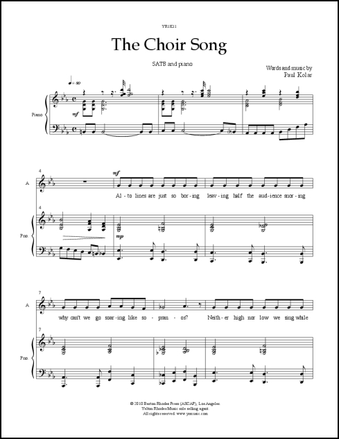 Choir Song, The for SATB & piano