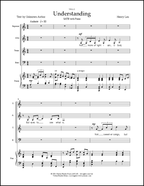 Understanding for SATB & piano - Click Image to Close