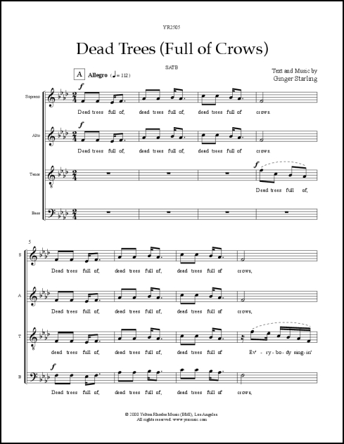 Dead Trees (Full of Crows) for SATB, a cappella