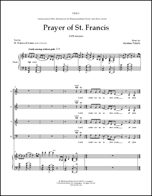 Prayer of St. Francis for SATB & piano