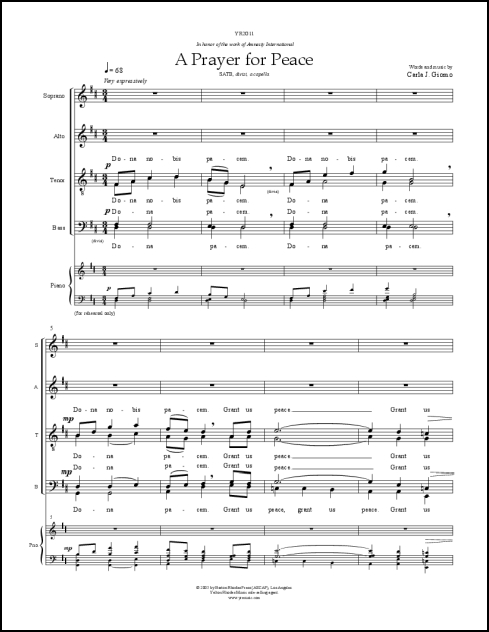 A Prayer for Peace for SATB Chorus, a cappella - Click Image to Close
