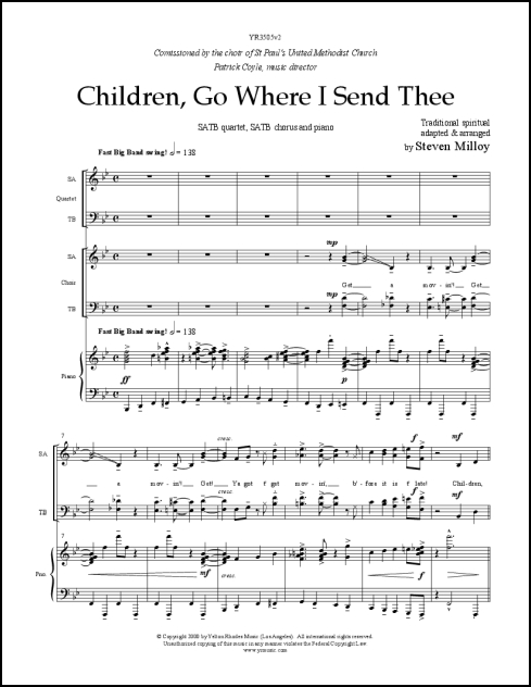 Children, Go Where I Send Thee for SATB quartet & SATB, & piano