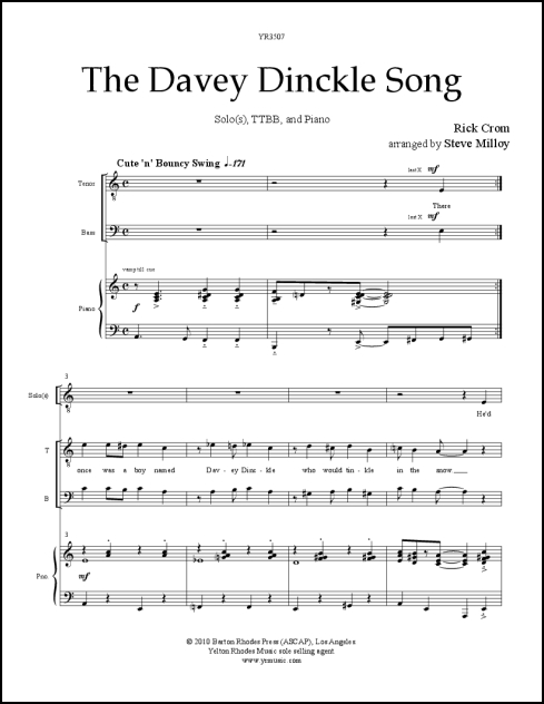 Davey Dinckle Song, The for Solo(s), TTBB & piano